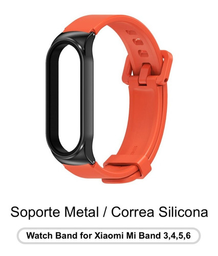 Correa De Silicona Caja Metal Para Xiaomi Mi Band 3/4/5/6 Bo