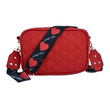 Cartera Bandolera Pm Complementos  Bandolera Mujer  Sublimada Diseño Rombo De Cuero Sintético  Roja Con Correa De Hombro Negra Y Roja