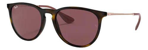 Anteojos De Sol Ray-ban Erika Color Mix Standard Con Marco De Nailon Color Gloss Tortoise, Lente Dark Violet Clásica, Varilla Bronze-copper De Metal - Rb4171