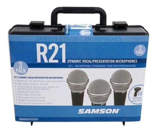 Samson R21 - Microfono Dinámico Pack X3 + Estuche Plastico