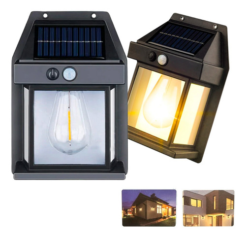 Arandela Parede Solar Externa Luz Led Recarregavel Lampada