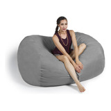 Puff Gigante Cómodo Para Sala O Cuarto - Sofa Sillon Hogar Color Gris Oscuro