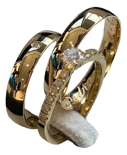 Par Aliança Casamento (revestida) Ouro 18k 4mm Garantia L6