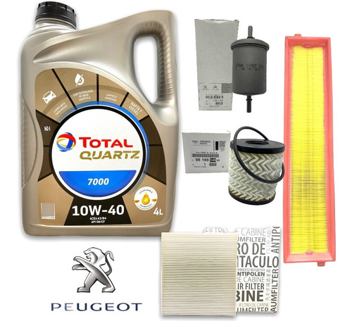 Kit 4 Filtros + Aceite Total 7000 408 307 C4 1.6 16v Nafta