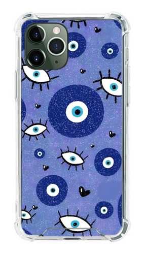 Funda Ojos Turcos Azul B Para iPhone Antigolpes