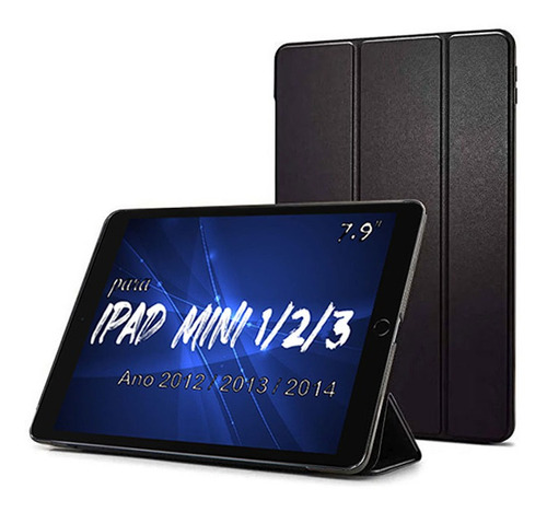 Smart Case Para iPad Mini 1, 2 E 3 Tela 7.9 Magnética Preta