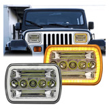 Un Par De Faros Cuadrados 5x7led Ámbar Blanco Para Jeep