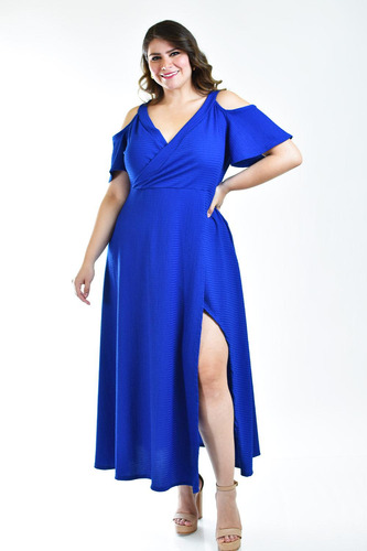 Maxi Vestido Roman Fashion /tallas Extras, 4098 (azul Rey)