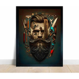 Quadro Decorativo Barbearia Corte Cabelo Salão Moldurado A3