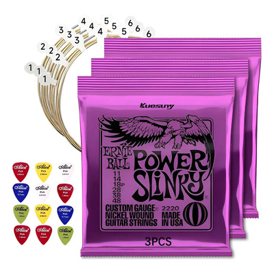 3pcs Ernie Ball 2220 011-048 Cuerdas Para Guitarra Eléctrica Ernie Ball 2220, Cuerdas De Acero Niquelado, 11-48+12Púas De Colores. Kuesuny | MercadoLibre