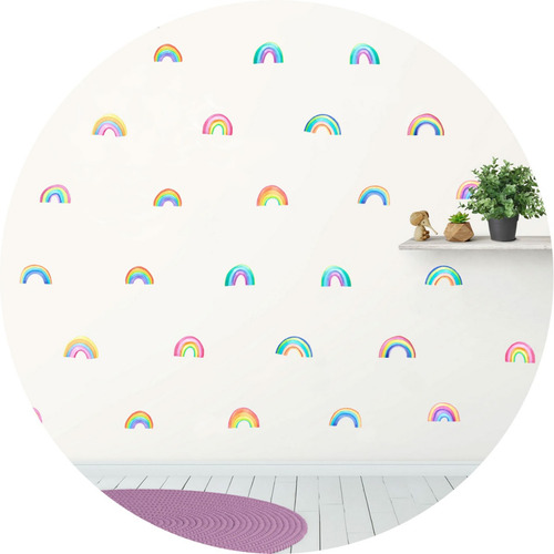 Vinilo Deco Infantil Arcoiris Acuarela Multicolor X68 Unid.