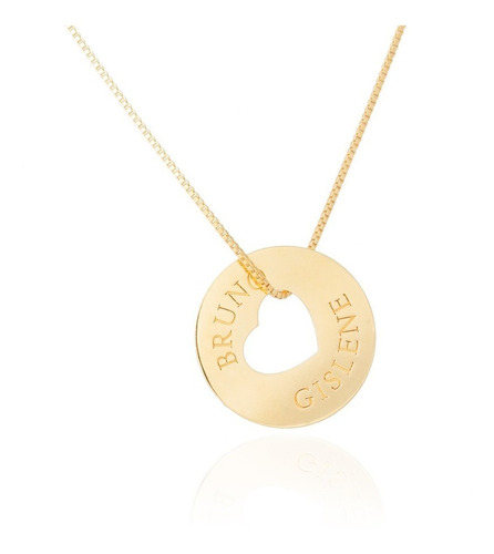 Colar Com 02 Nomes Personalizados A Ouro 18k Com Garantia