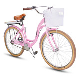 Bicicleta R24 Vintage Crusier Incluye Accesorios Color Rosa