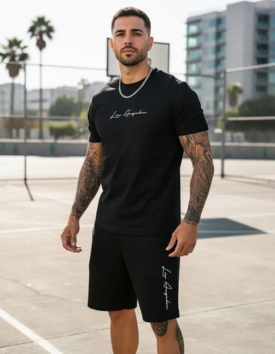 Conjunto Para Hombre Short Leggings Y Top 2 Pieza Casual Gym | MercadoLibre