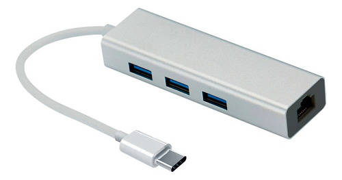 Adaptador Usb Tipo C A Red Rj45 Lan Ethernet + Hub 3 Usb Netmak Nm-tc40