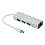 Adaptador Pc Hub Usb 3.0 + Puerto Red Rj45, Cable Tipo C