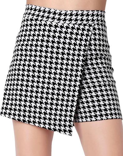 Falda Negra Licra Asimetrica Fantasia Corta Short A7935026a