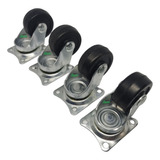 Rodachinas Planas Nylon Giratoria 1 1/4 Pulgada Negras X4und