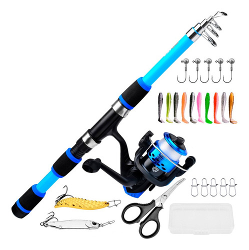 Kit Pesca180cm Caña Carrete Señuelo Accesorio Bolsa Completo