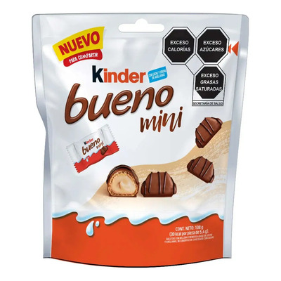 Kinder Bueno Mini Chocolate con Relleno Cremoso de Leche y Avellanas T20 20pz 108gr | MercadoLibre