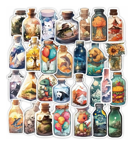 Stickers Botellas Pack Para Journaling Scrapbooking Calcos