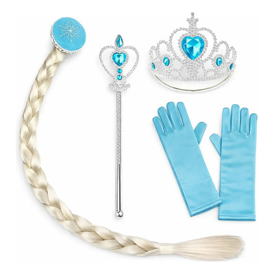 Kit Acessórios Frozen Elsa C\u002F Varinha, Luvas, Trança E Coroa | Frete grátis