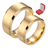 Anéis De Noivado Casamento Tungstênio 8mm Banhada A Ouro 18k