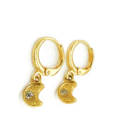 Aros Argollas Lunas Cristales Plata Oro 18k