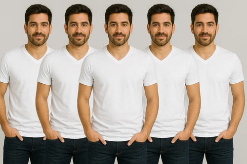 Kit 5 Camisetas Gola V Slim Fit Camisas Blusas Elastano Luxo | Parcelamento sem juros