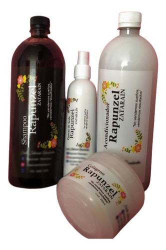 Kit Rapunzel Shampoo , Acondicionador, Colágeno ,puntas Seda