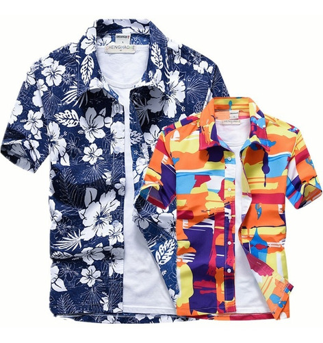 Camisa Hawaiana Moda Casual Estilo Slim Fit Para Hombre