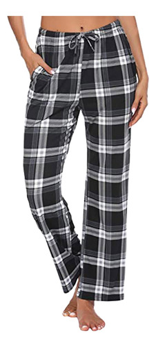 Pijama Cómodo Con Estampado A Cuadros R, Pantalones Anchos,