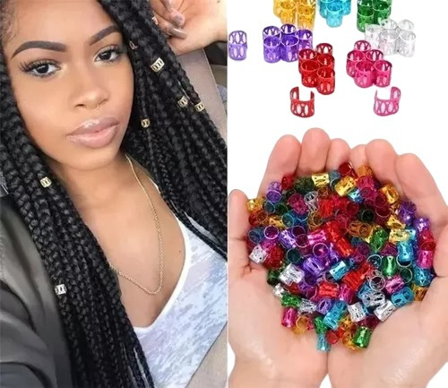 48 Anillos Cuffs Adornos Trenzas Africanas Rastas Multicolor