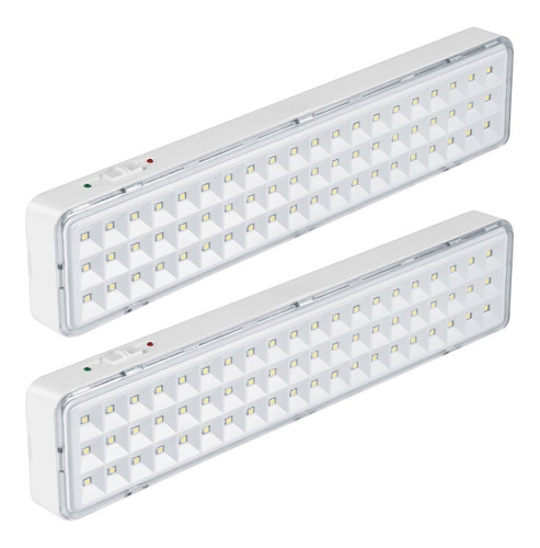 Kit De 2 Lámpara De Emergencia Recargable 300 Lm, 60 Led Color Blanco