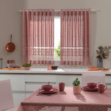 Cortina Com Toalha De Mesa 4l Quadrada Rose Renda