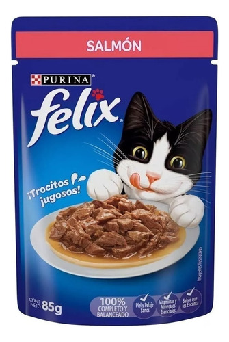 Alimento Felix Sensaciones Para Gato Adulto Sabor Salmón En Sobre De 85g