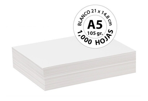 Papel Bond Blanco A5 105 Gr - 1,000 Hojas