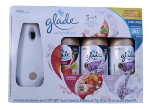 Aromatizante Aparato Glade Repuesto Automático Pack De 3