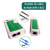 Testador De Cabos De Rede Lan Rj45 Rj11 Com Led Removível