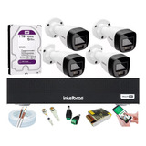 Kit 4 Cam Intelbras Full Color Dvr Fullhd 4ch C/ 1t Purple