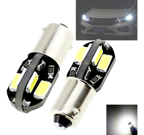 2x Lâmpadas Led  Ba9s 8 Leds T4w 69 Branco 12v 6000k