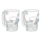 Set 2 Tarros Cerveceros Calavera Vidrio Para Cerveza 350ml 