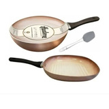 Set De Bifera Wok Hudson Antiadherente Cerámica Cobre