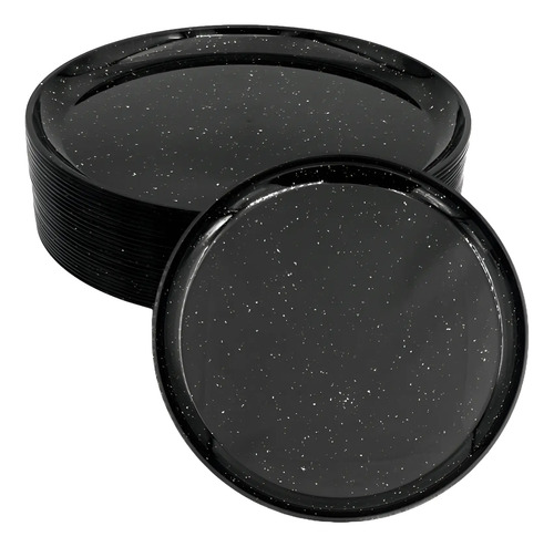 Platos De Plastico 24pz Taquero 21.7cm Plano Parece Peltre