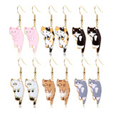 Dreuyet 6 Pares De Lindos Pendientes De Gato Para Mujer, Div