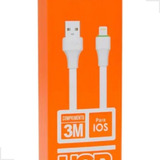 Cabo Carregador Kaidi 3 Metros Para iPhone 6 7 8 Xs Xr 11 12 Cor Branco