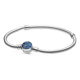 Brazalete Pandora Moments Sparkling Blue Disc Clasp Snake