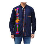 Camisa Guayabera Con Bordados Artesanal De Manta