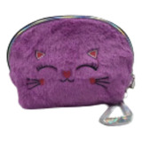 Estuche Cosmetiquero Felpa Gatito Color Violeta