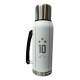 Termo De Acero Inoxidable 1 Lts Con Manija 3 Estrellas Messi Color Blanco